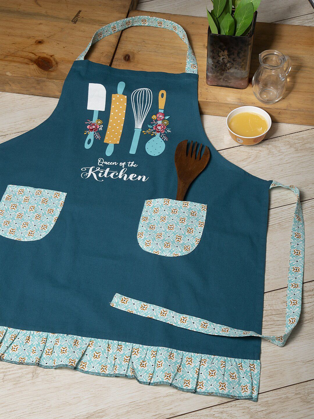 BLANC9 BLANC9 Unisex Blue & Yellow Printed Cotton Apron Myntra sale