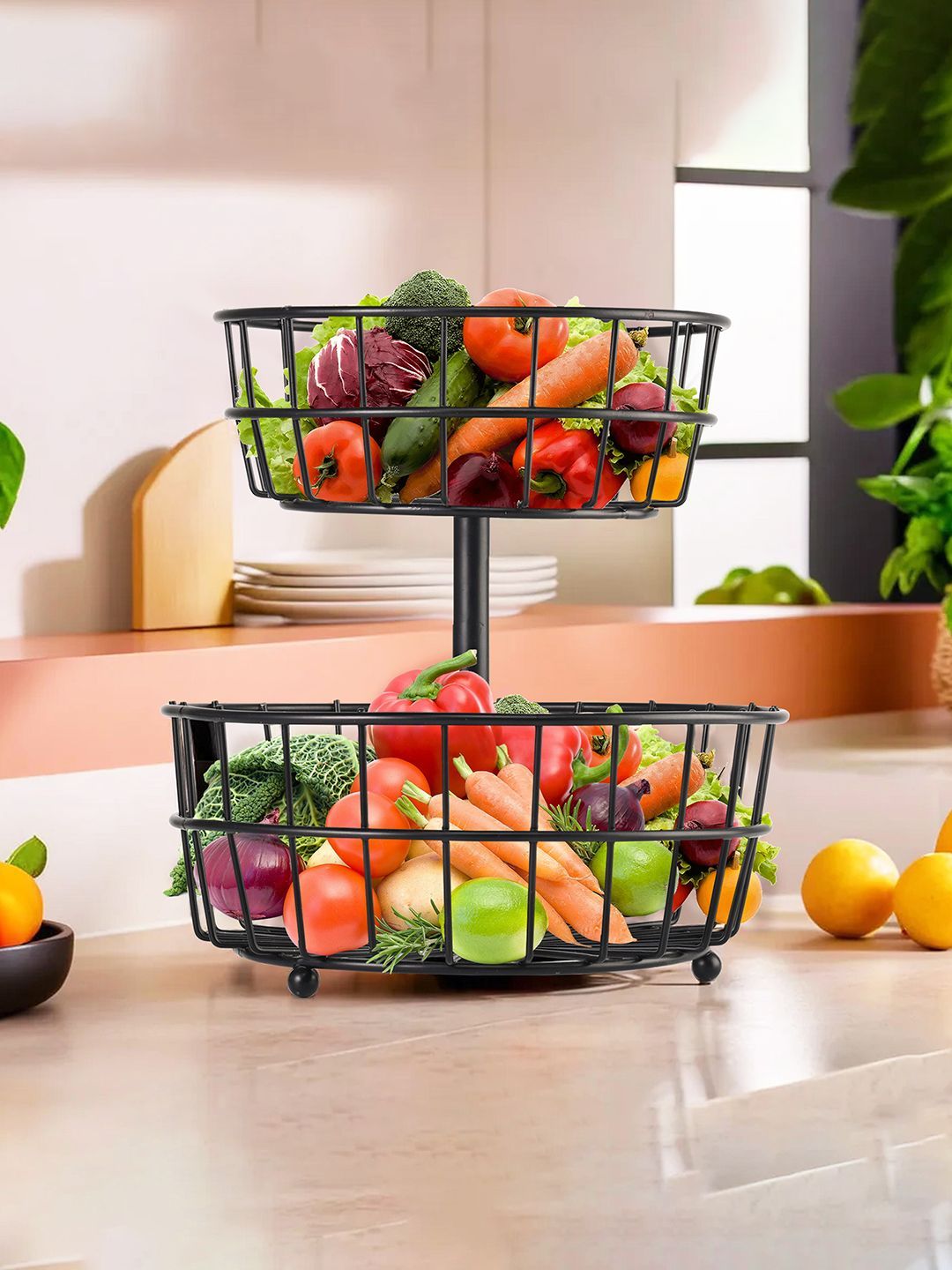 Kuber Industries Black 2-Layer Metal Storage Stand Myntra sale