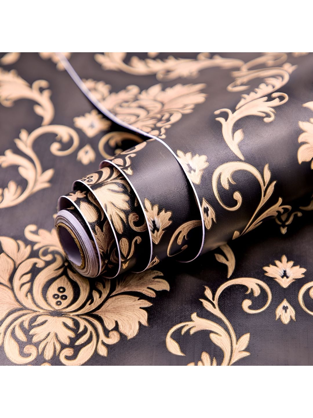 ANNA CREATIONS Black & Brown Floral Printed Self-Adhesive Wallpaper Myntra sale
