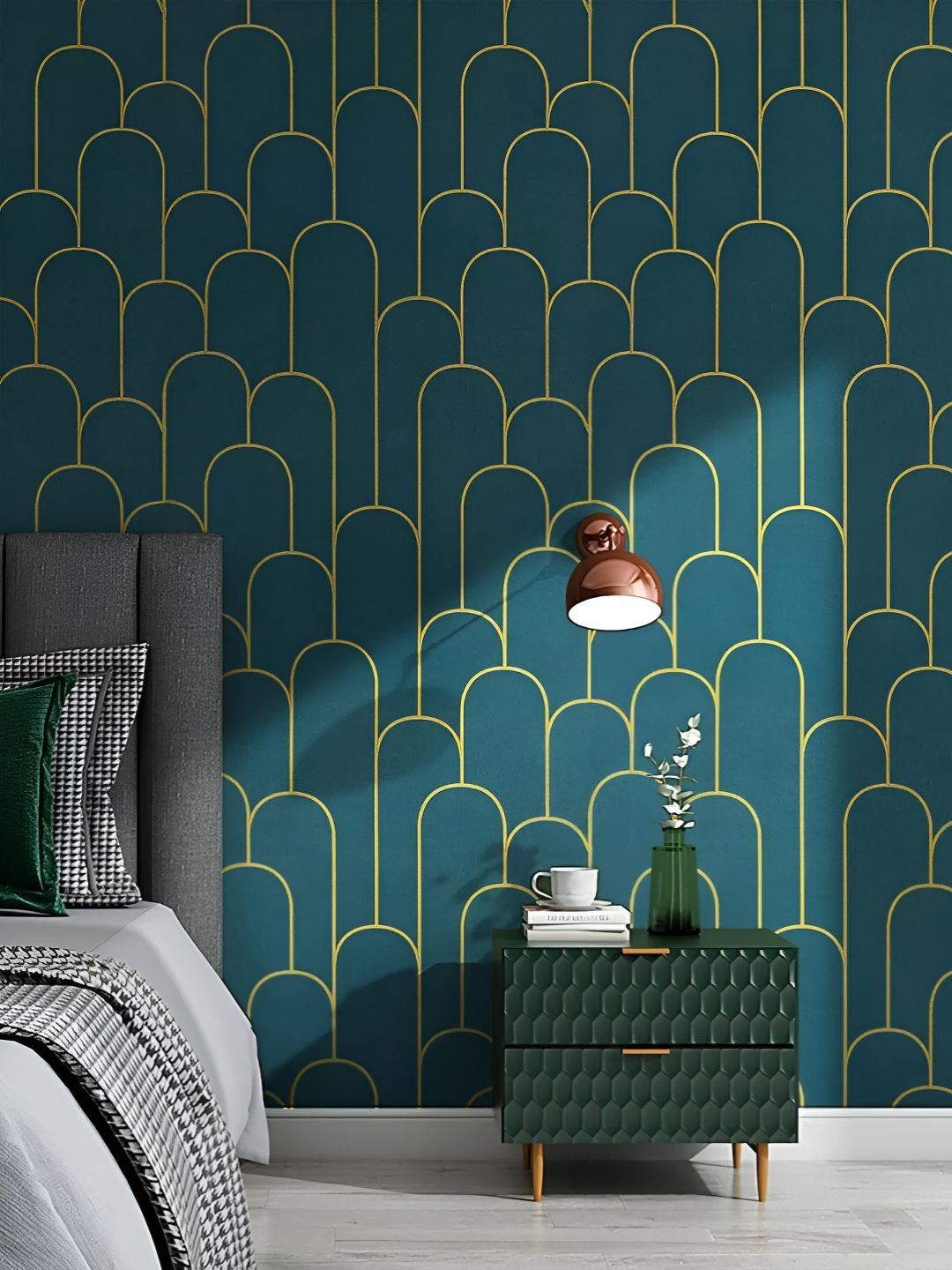 Aura Green & Yellow Abstract Printed Waterproof & Oil-Proof Self Adhesive Wallpaper Myntra sale