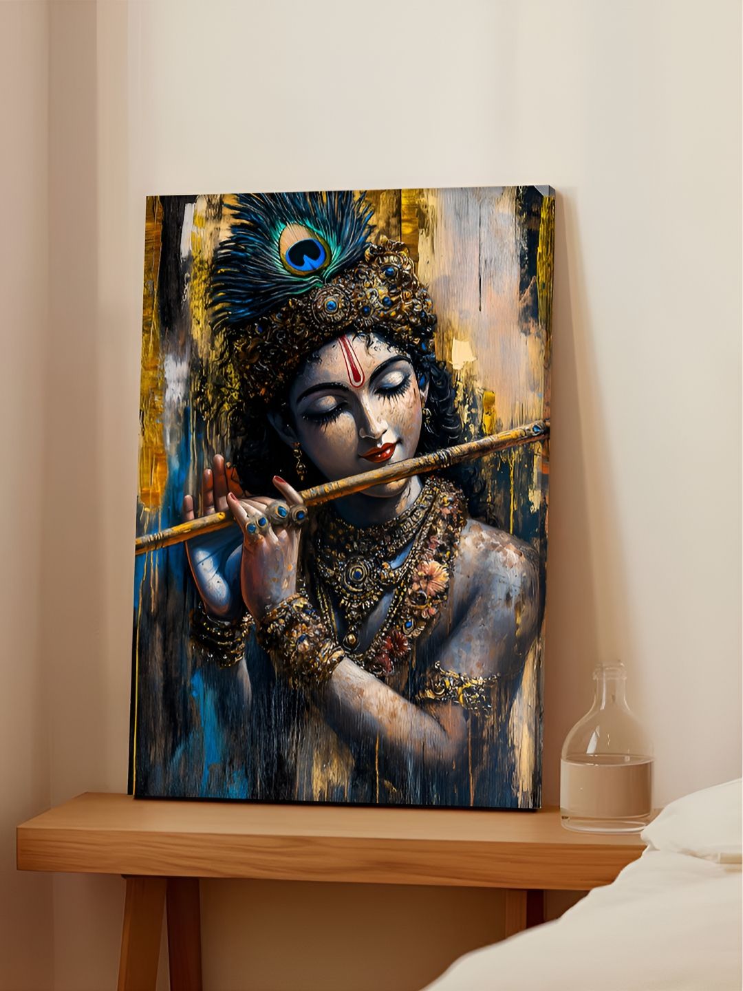 Art Street Grey & Blue Shree Krishna Playing Flute Canvas Wall Art Myntra sale