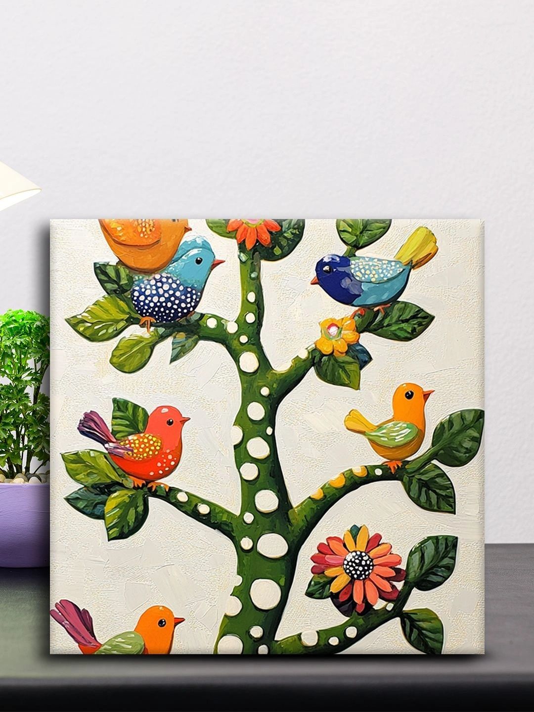 Matangi Art Multicoloured Single Piece Canvas Birds and Animals Wall Paintings Myntra sale