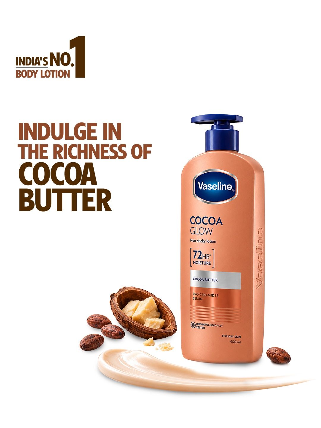 Vaseline Cocoa Glow Serum In Lotion with 100% Pure Cocoa & Shea Butter - 400 ml Myntra sale