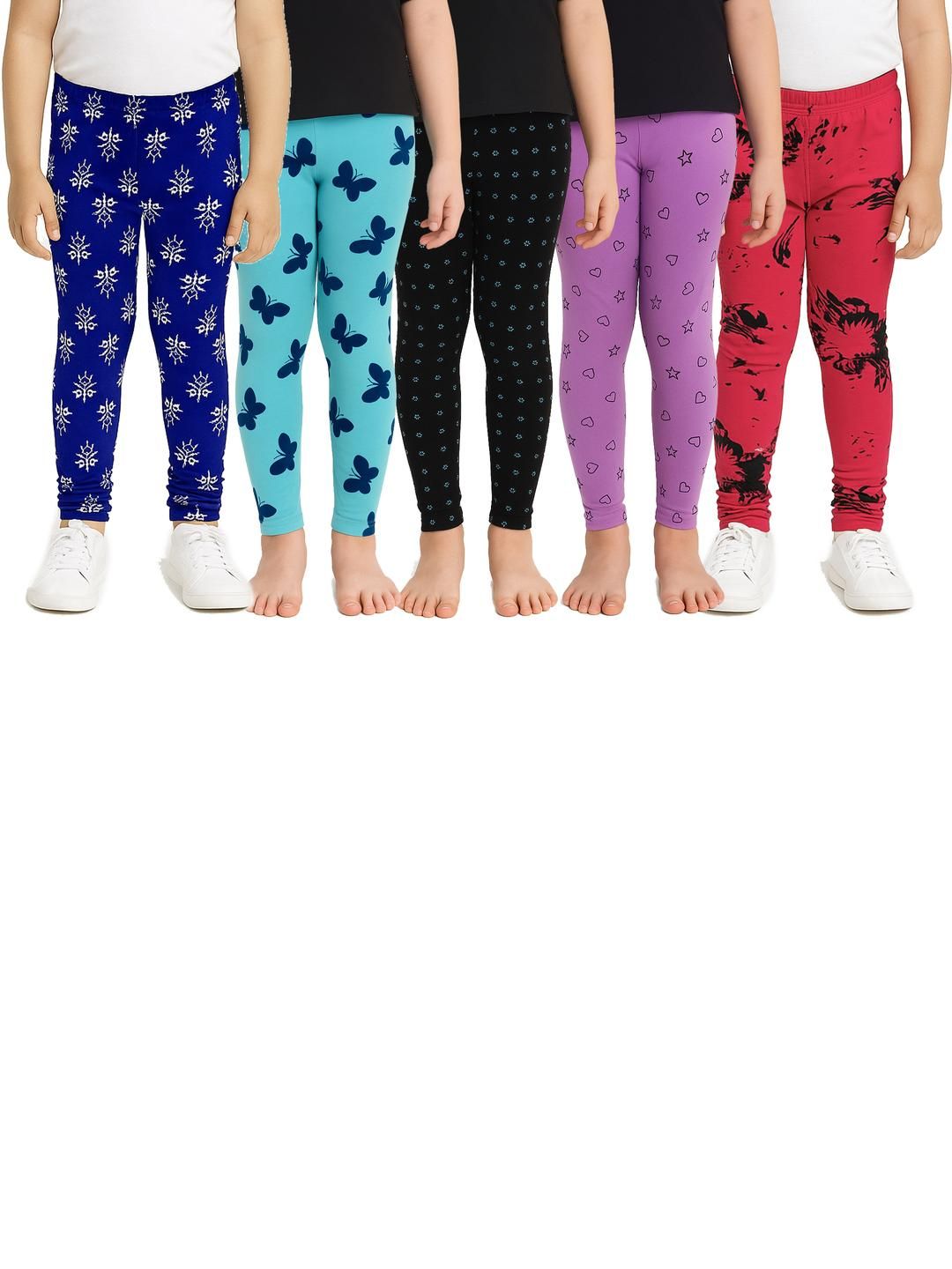 Tik Tok Wears Girls Pack Of 5 Cotton Printed Leggings Myntra sale
