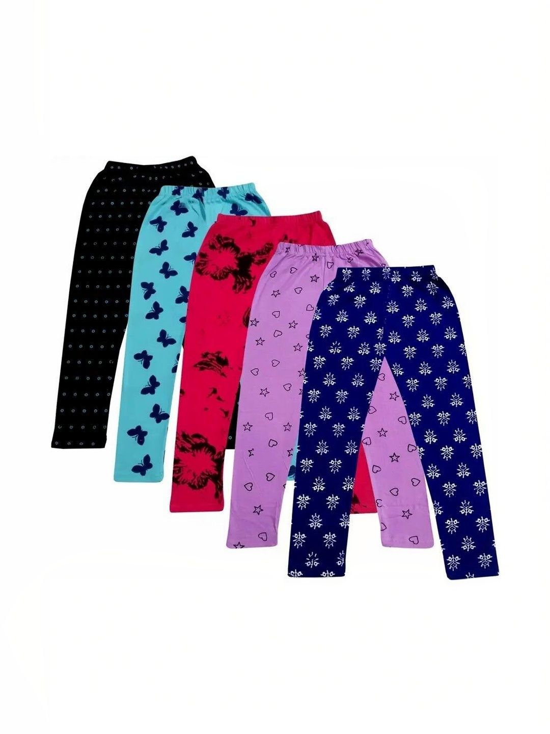 Kranberiie Girls Pack of 5 Cotton Blend Printed Ankle Length Leggings Myntra sale
