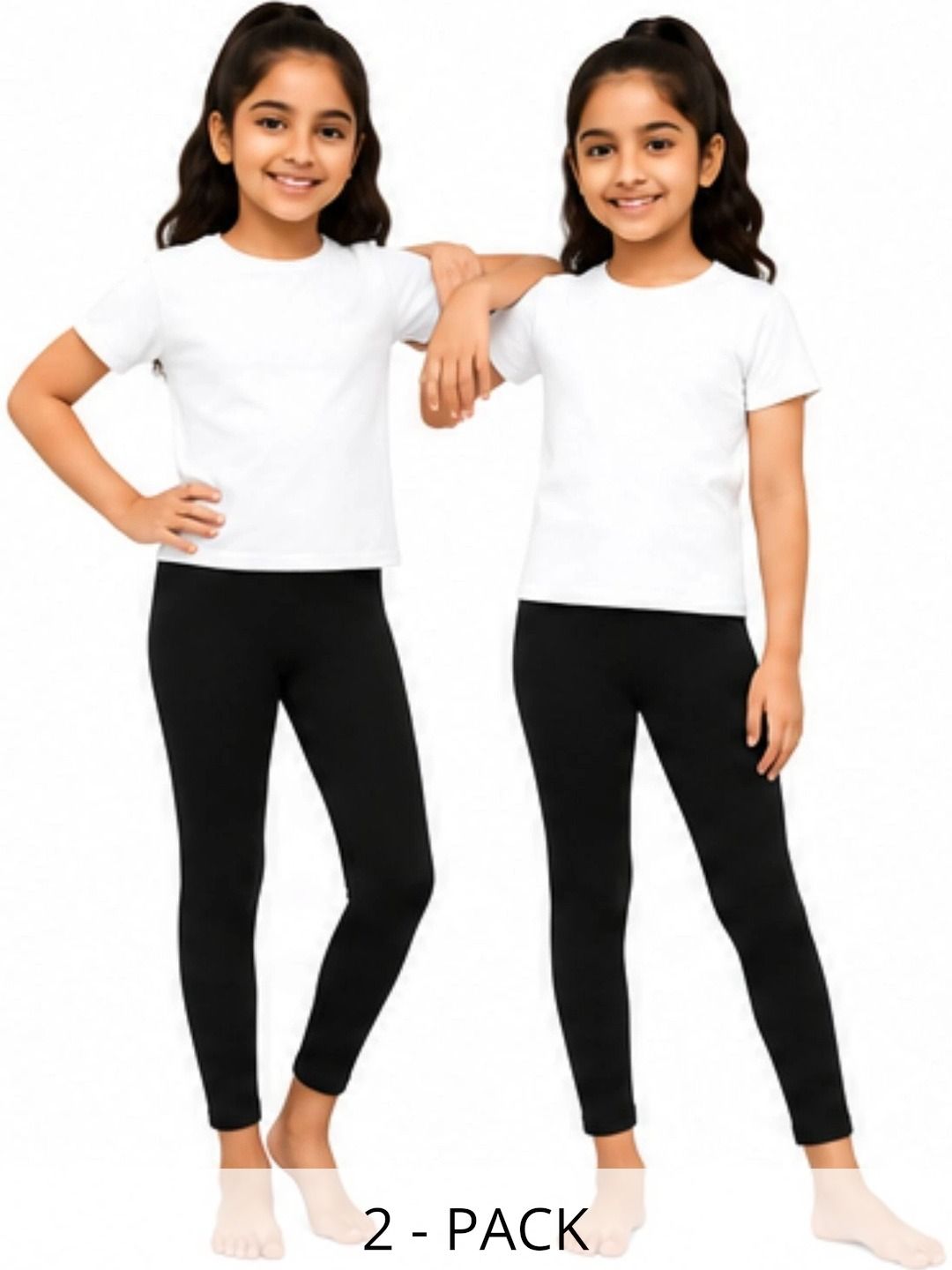 Kidello Girls Pack Of 2 Cotton Stretchable Ankle Length Leggings Myntra sale