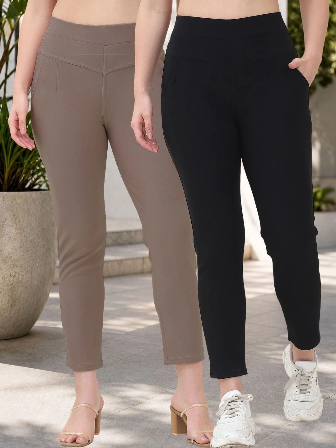 Moda Rapido X Gracit Pack Of 2 Slim Fit Treggings Myntra sale