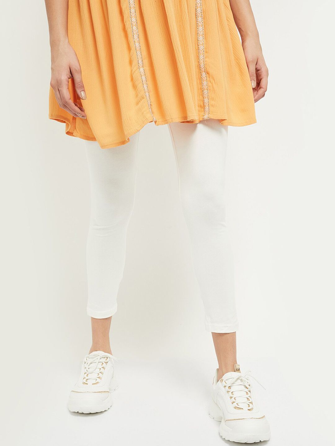max Women Off White Solid Ankle-Length Leggings Myntra sale