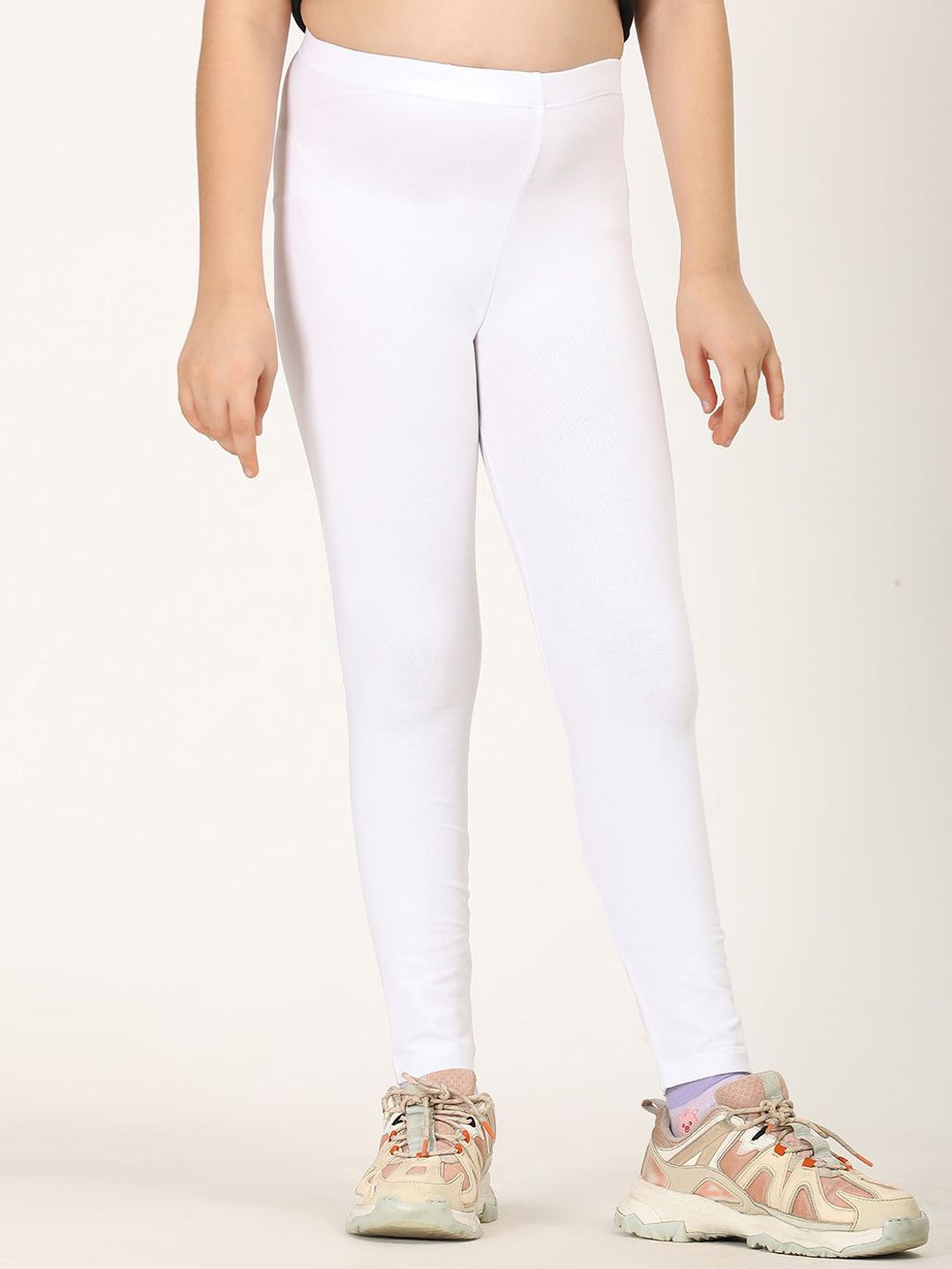 ZION Premium Cotton 4-Way Stretch Knitted Ankle-Length Solid Leggings - White Myntra sale