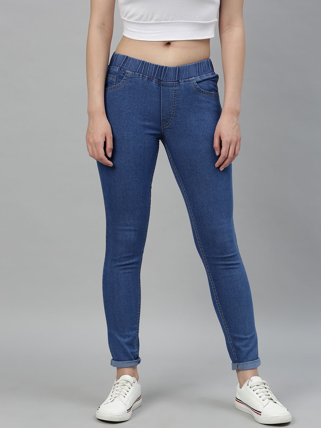 ADBUCKS Women Blue Slim Fit Washed Stretchable Denim Jeggings Myntra sale