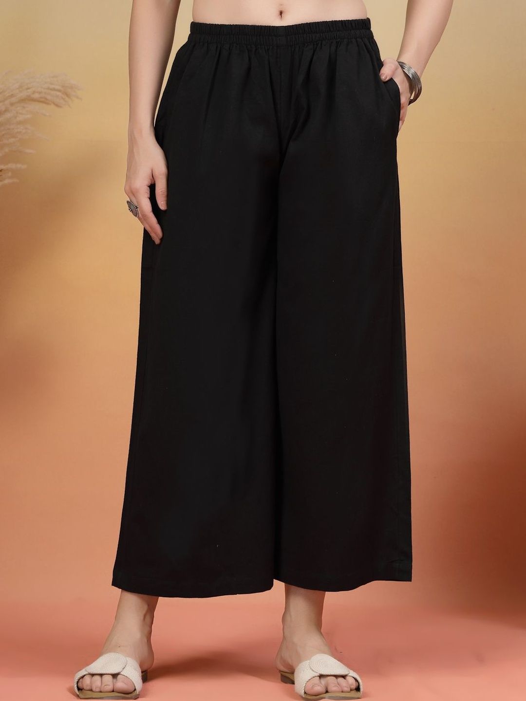 Sangria Straight Cropped Palazzos Myntra sale