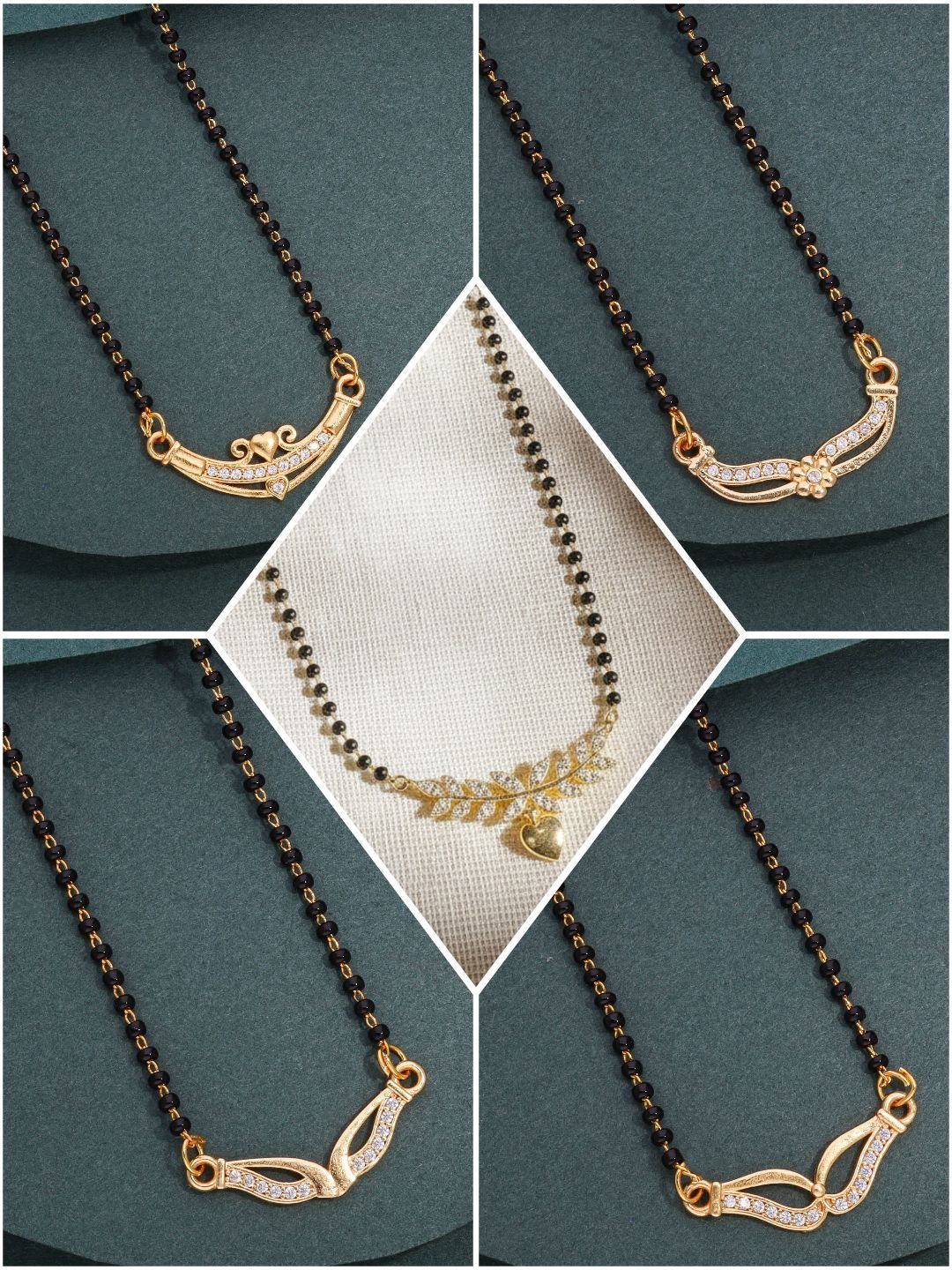 Anouk Set Of 5 Stones-Studded & Beaded Mangalsutra Myntra sale