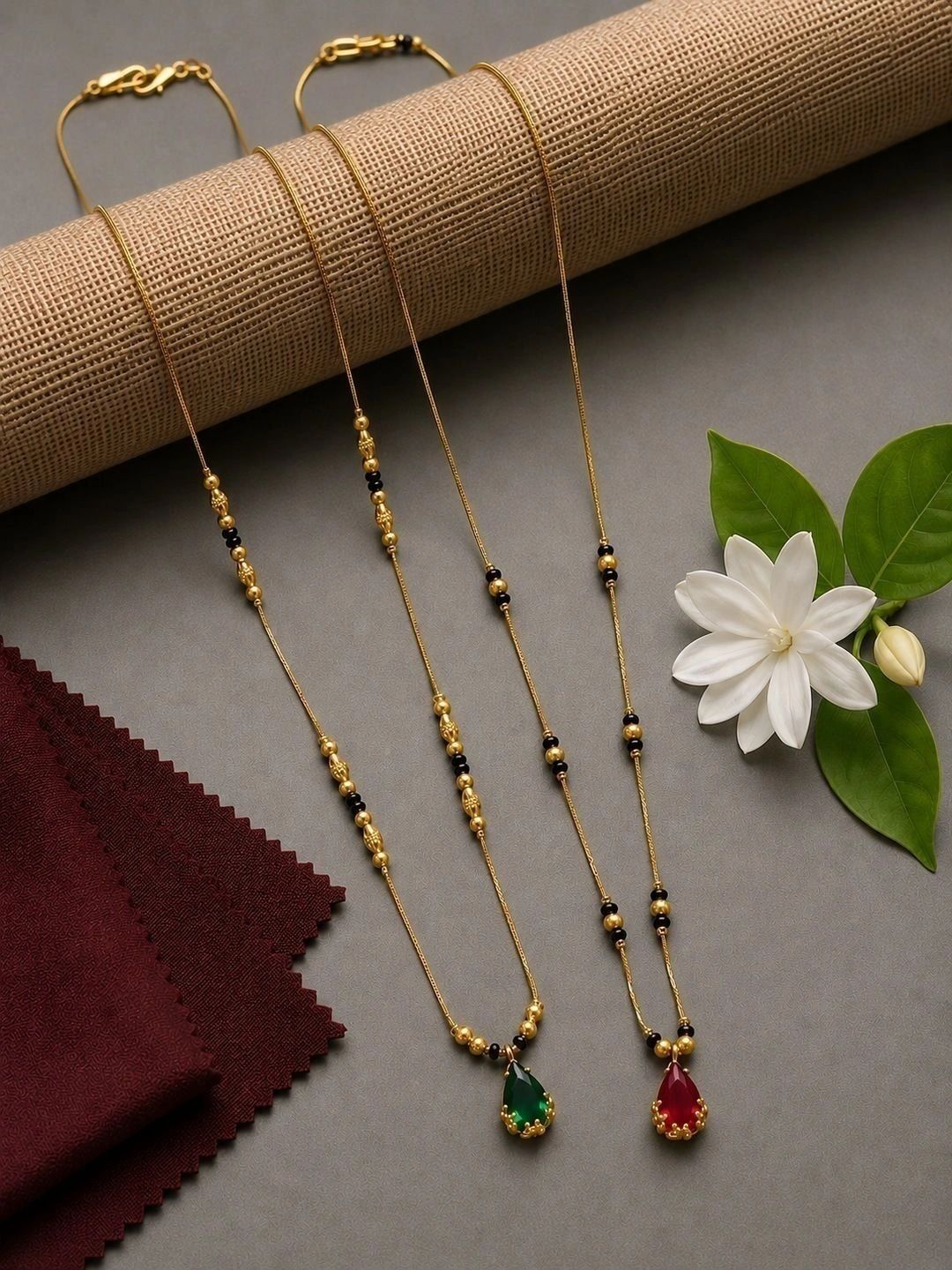 Anouk Set Of 2 Gold-Plated Stones-Studded & Beads Mangalsutra Myntra sale