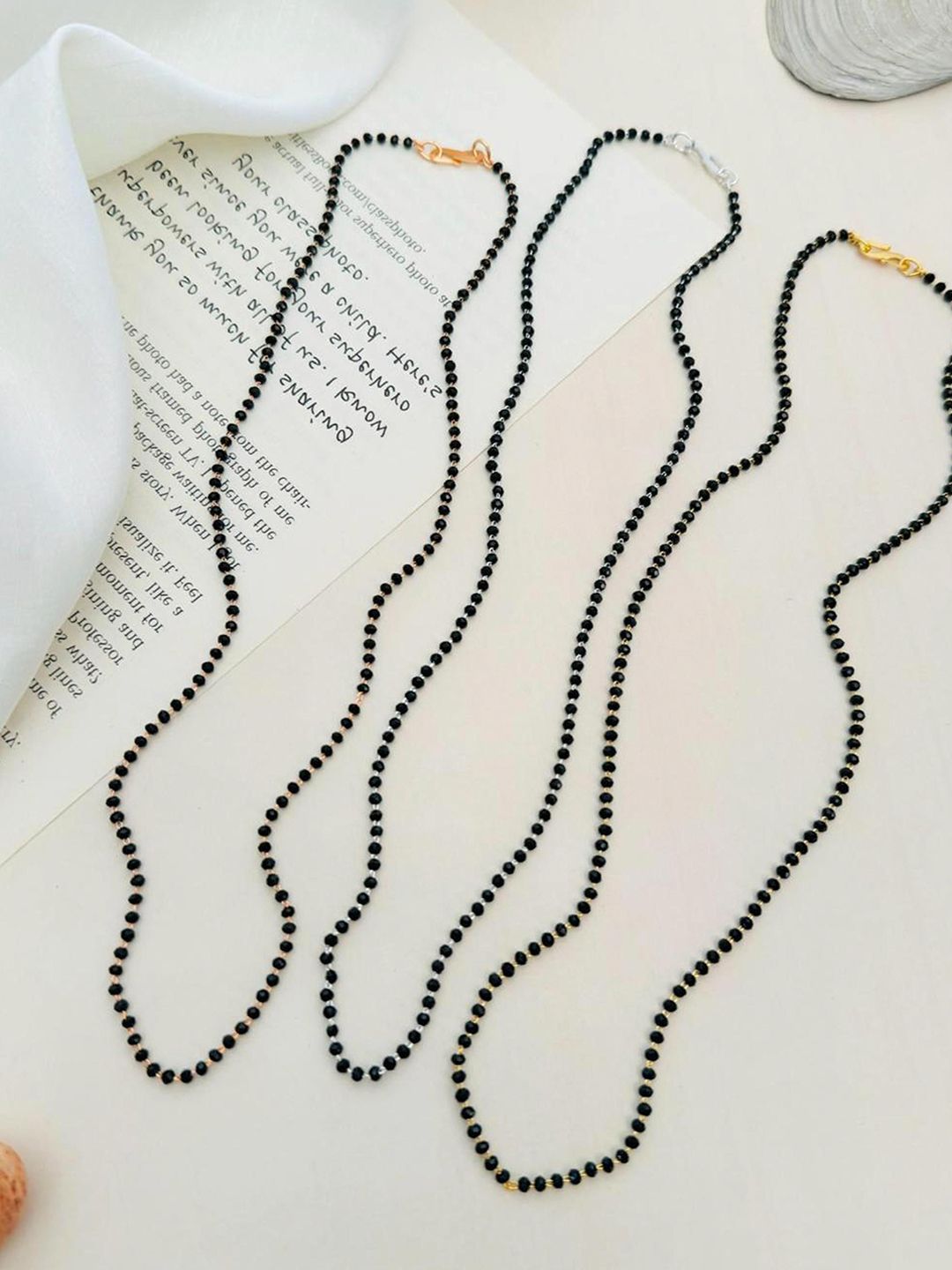 Anouk Set Of 3 Gold-Plated Beaded Mangalsutras Myntra sale