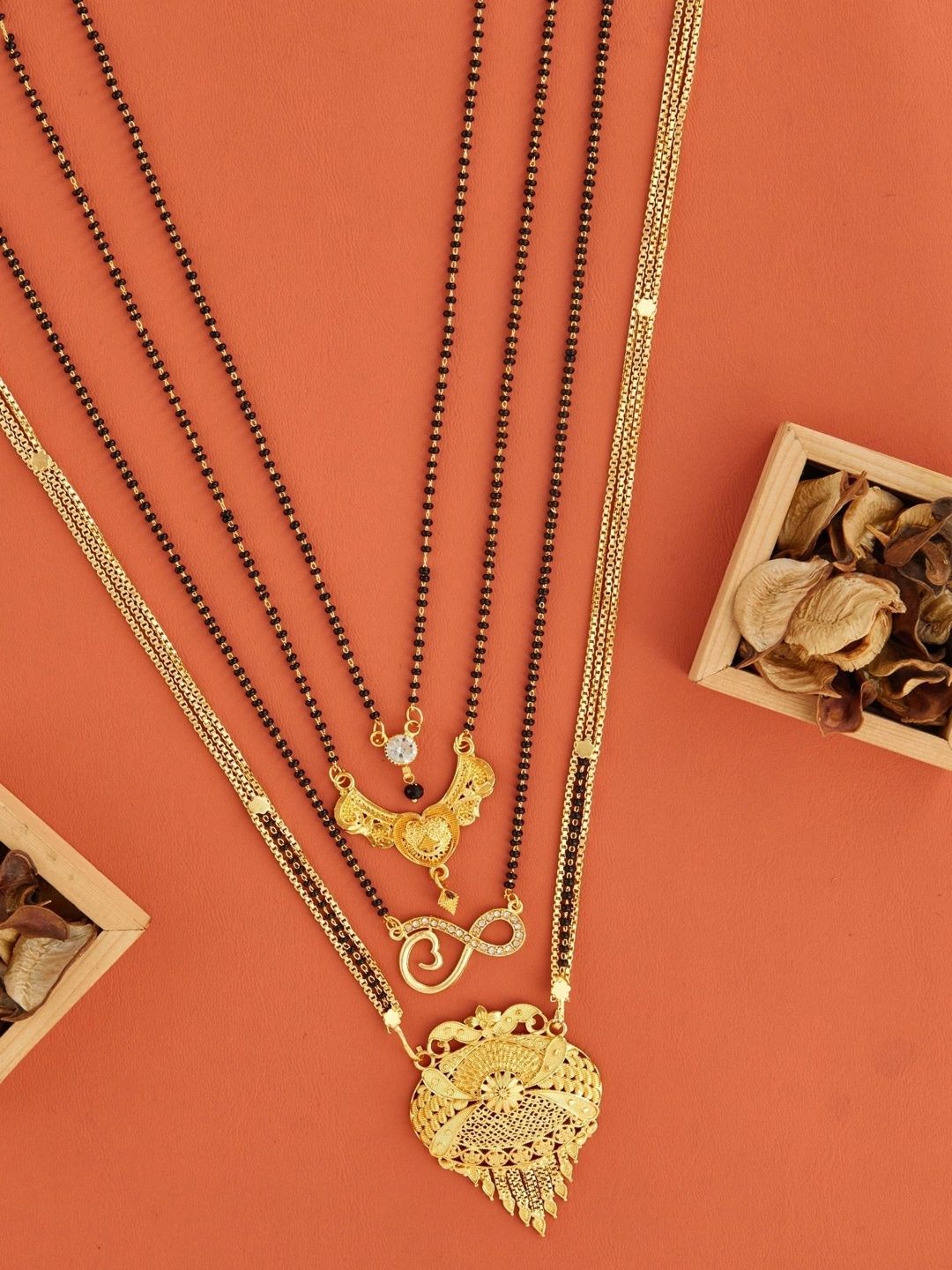 Wuzong Set Of 4 Gold-Plated Mangalsutra Myntra sale