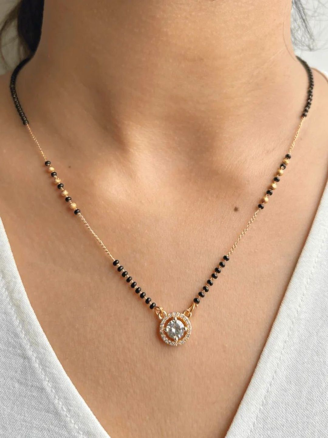 Zeraki Jewels Gold-Plated Artificial Stones and Beads Mangalsutra Myntra sale