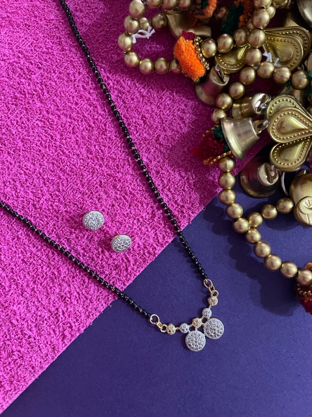 Digital Dress Room Woman Gold-Plated & Black Beaded Mangalsutra Set Myntra sale