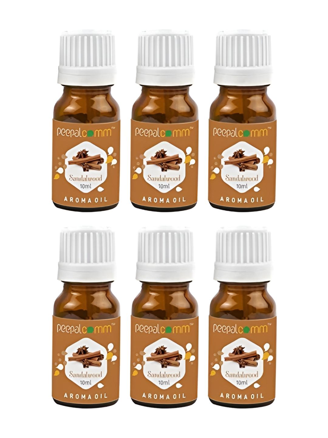 PEEPALCOMM White & Brown 6 Pieces Sandalwood Aroma Oils - 10 ml Each Myntra sale