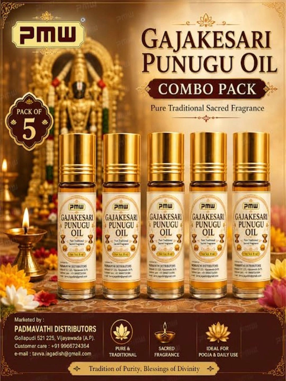 PMW Set Of 5 Gajakesari Punugu Oil - 8 ml Each Myntra sale
