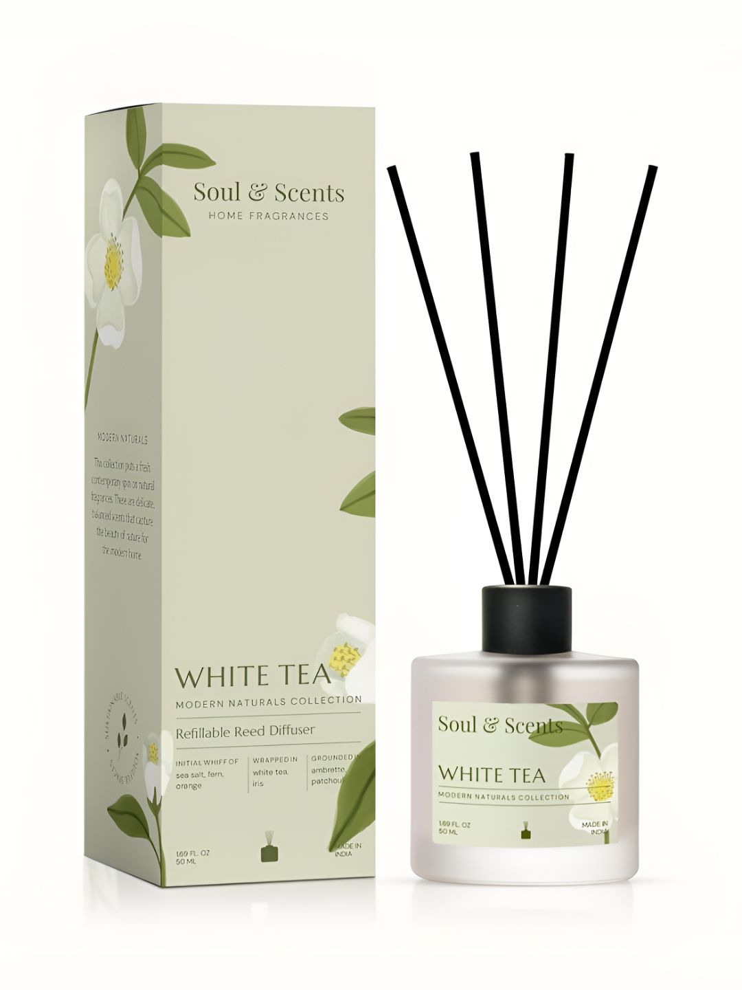 SOUL & SCENTS White Tea Reed Diffuser With 5 Reed Sticks - 50ml Myntra sale