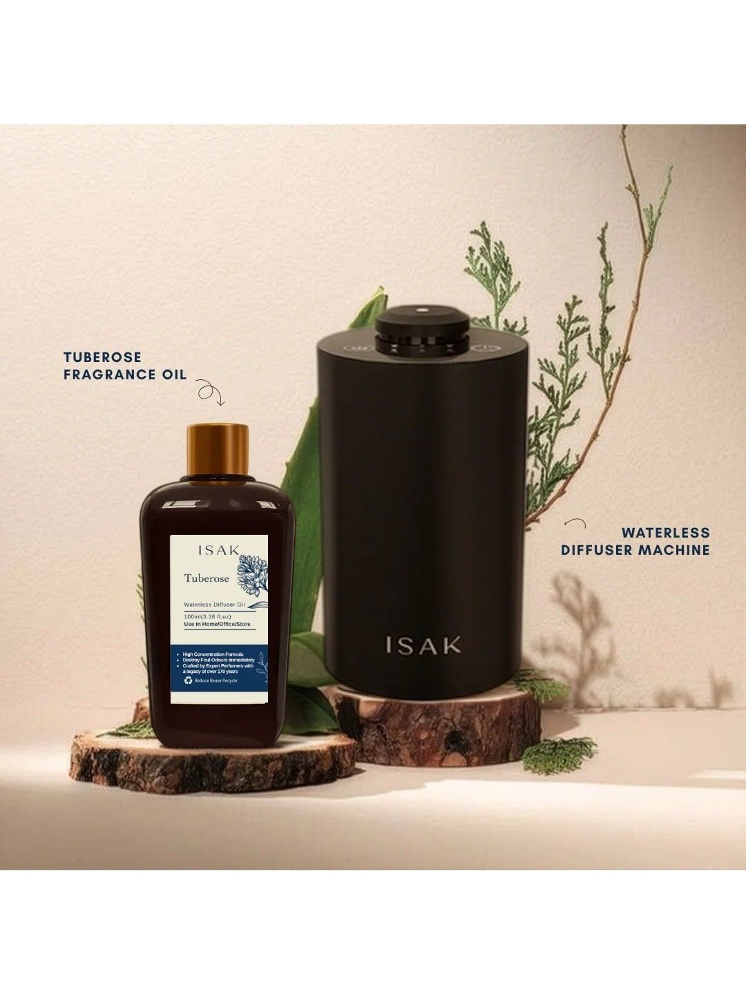 Isak Pack of 2 Waterless Diffuser Machine & Tuberose Diffuser Oil Myntra sale