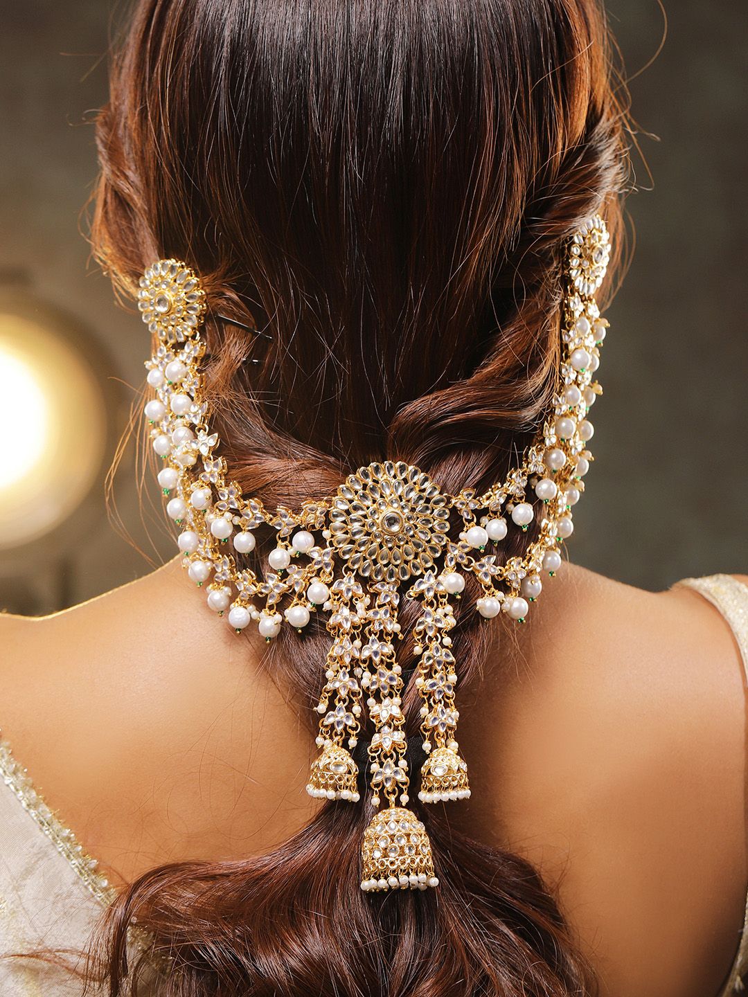 Rubans Women 22Kt Gold Plated Kundan & Pearl Studded Bridal Hair Accessory Myntra sale