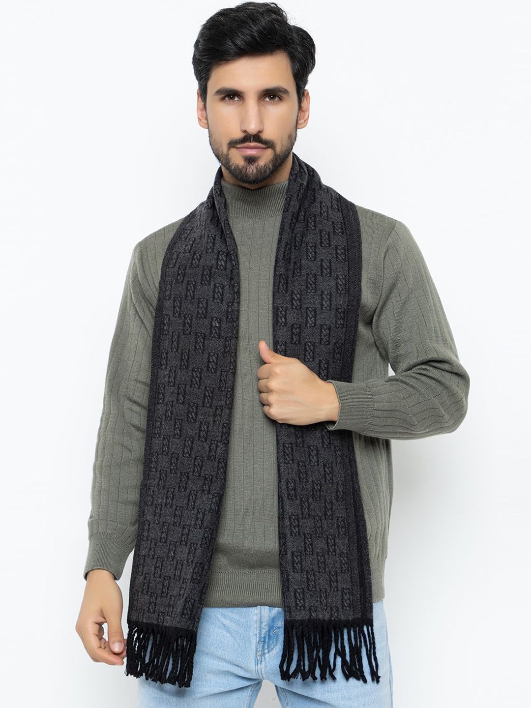 Amoldo Men Geometric Printed Woolen Mufflers Myntra sale