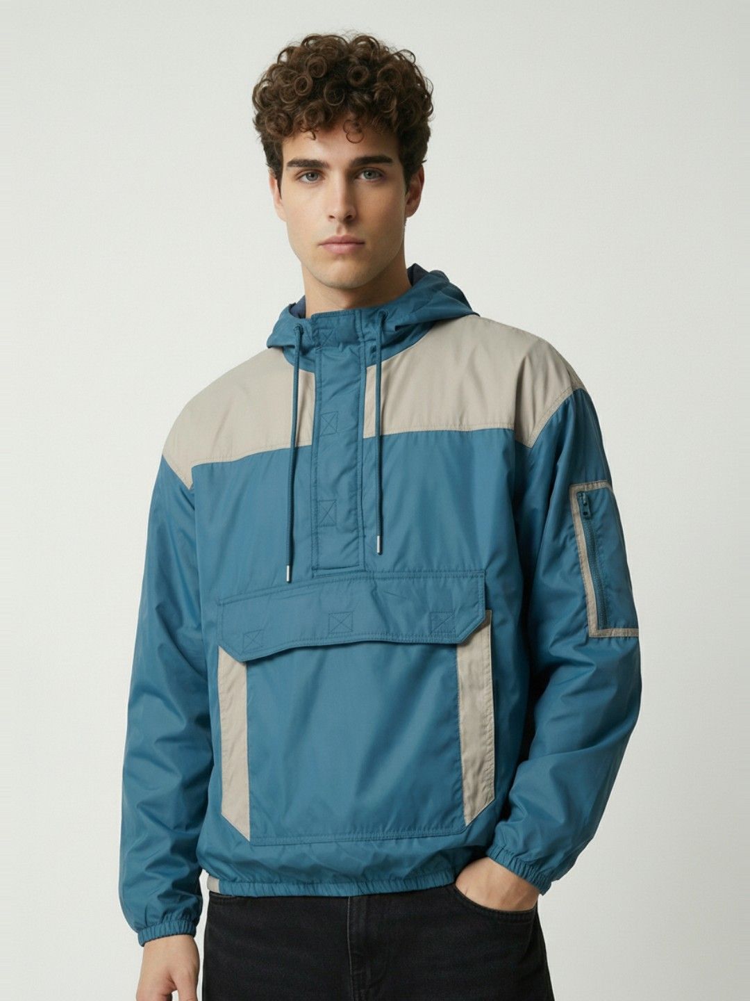 glitchez Colourblocked Hooded Windcheater Bomber Jacket Myntra sale