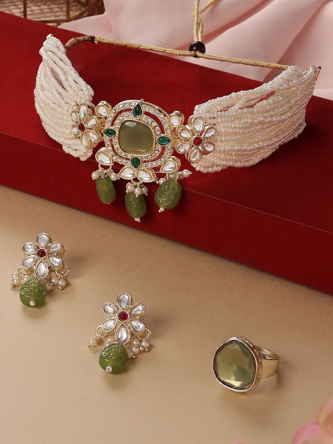 Zaveri Pearls Gold-Plated Kundan Studded Jewellery Set Myntra sale