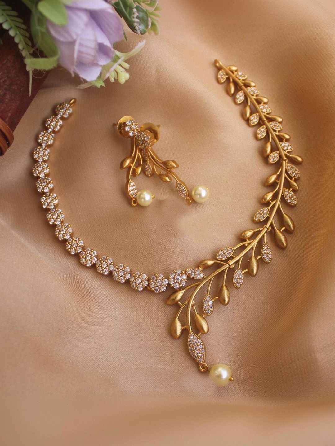 TEEMEX Gold-Plated Stone-Studded Jewellery Set Myntra sale