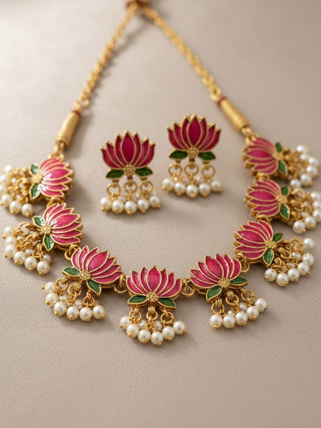 SZN Stone-Studded & Beaded Jewellery Set Myntra sale