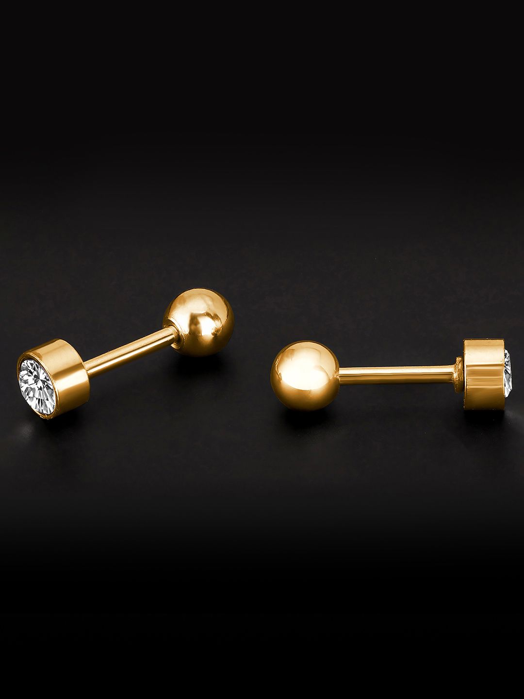 Peora Gold-Plated Stainless Steel Cubic Zirconia Contemporary Studs Earrings Myntra sale