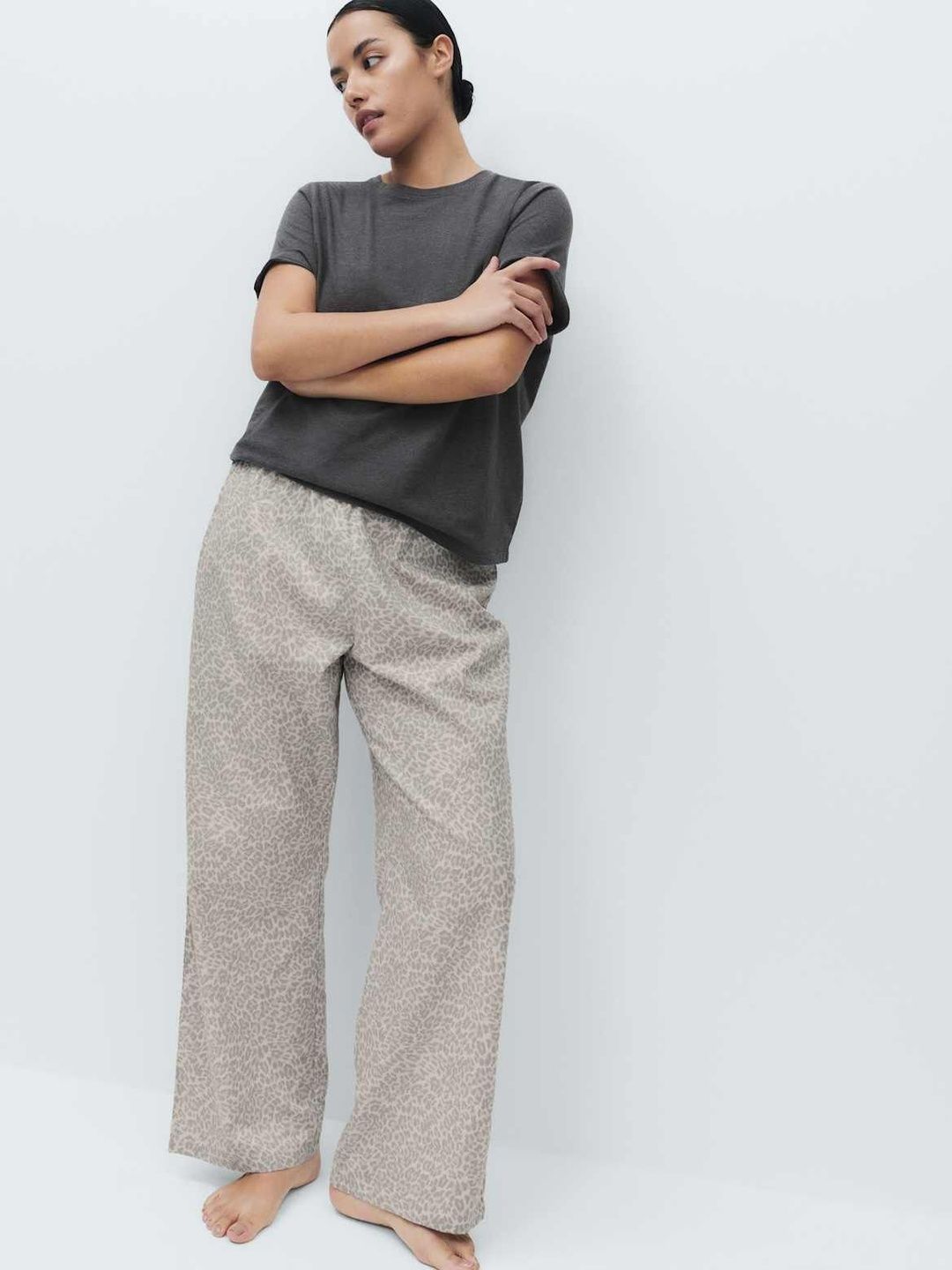 Marks & Spencer Pure Cotton Pyjama Set With Woven Bottoms Myntra sale