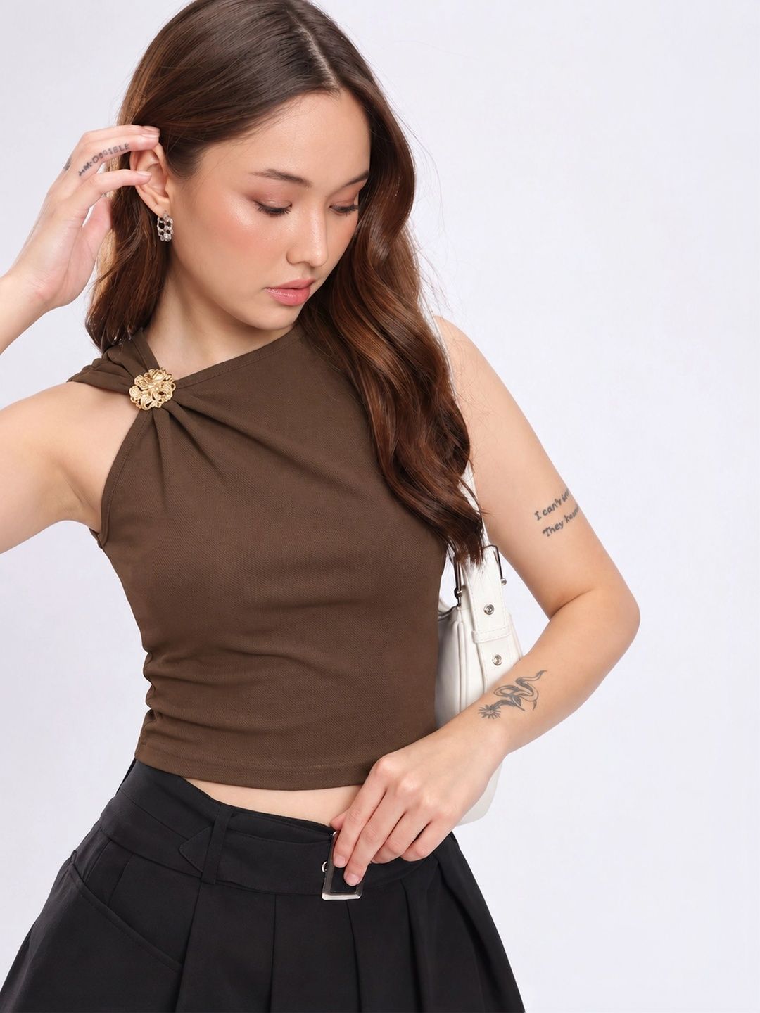 AROD AROD One Shoulder Twisted Crop Top Myntra sale