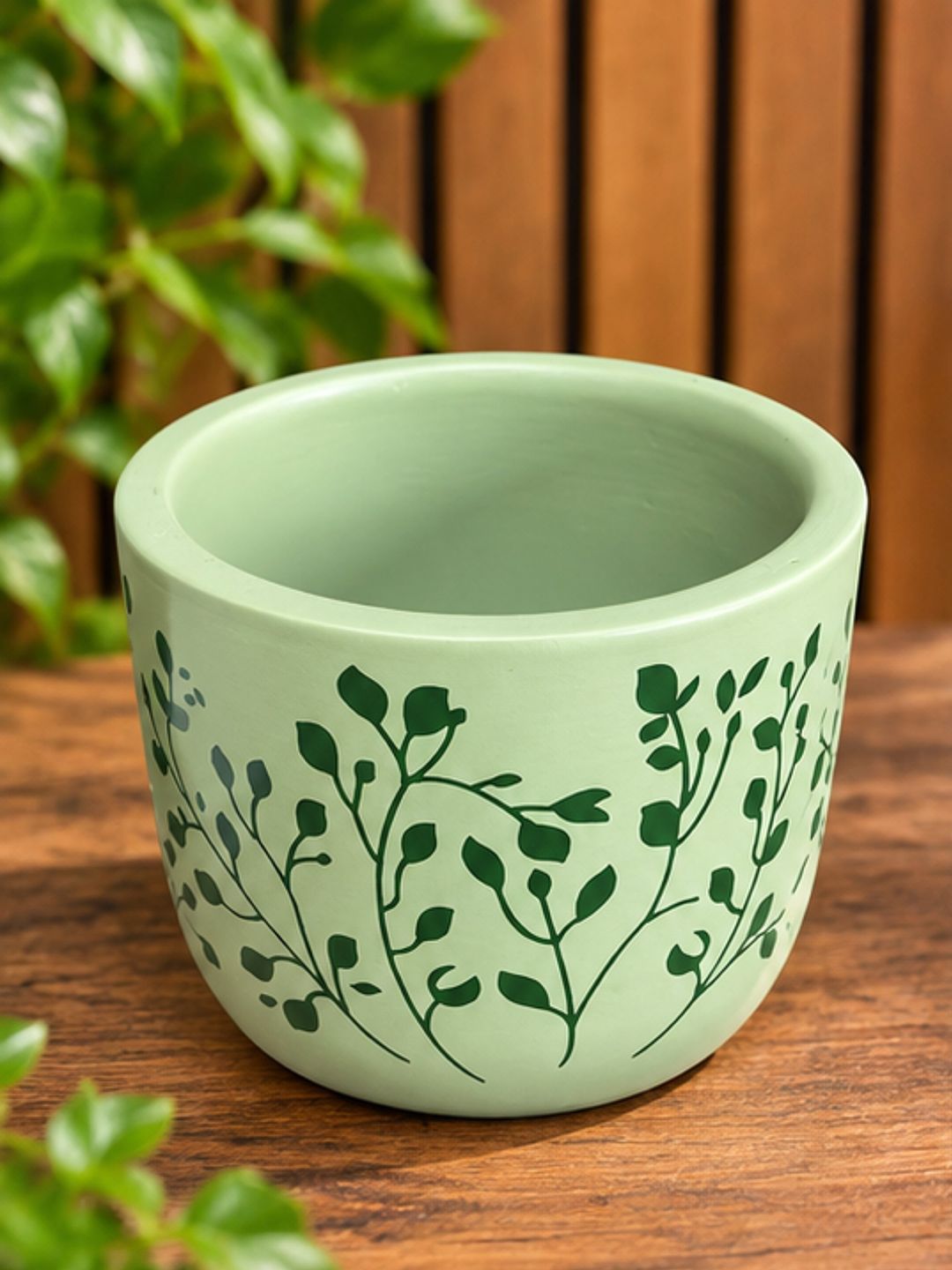 Wonderland Cream-Colored & Green Printed Round Planter Myntra sale