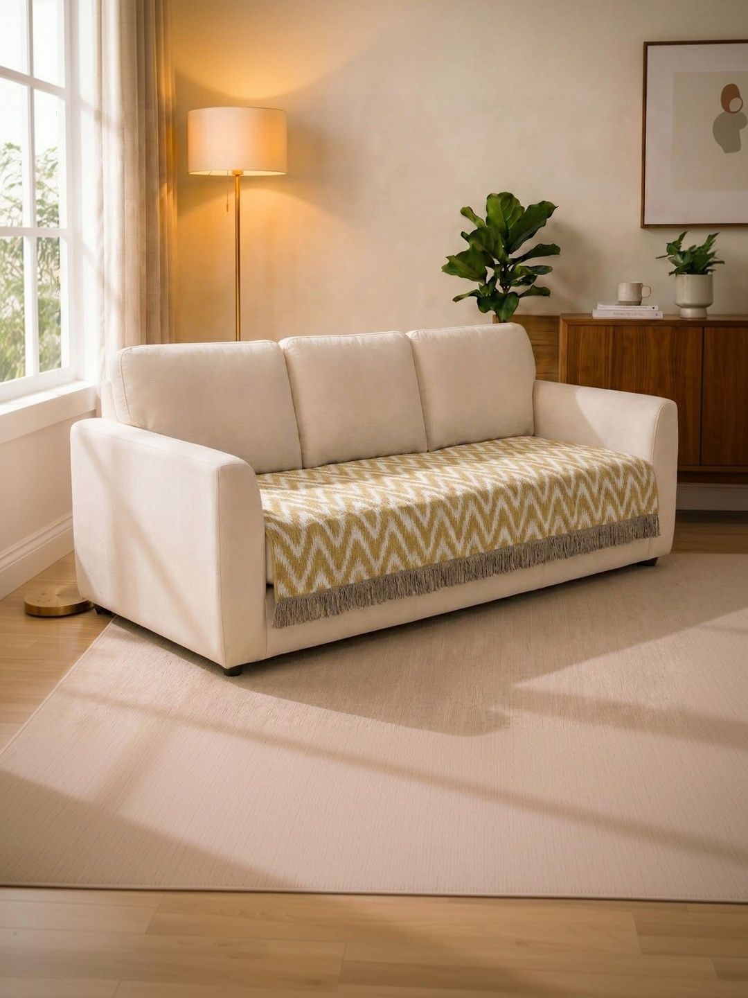 Saral Home Beige Printed Cotton Blend 1 Piece Sofa Cover Without Arms Myntra sale