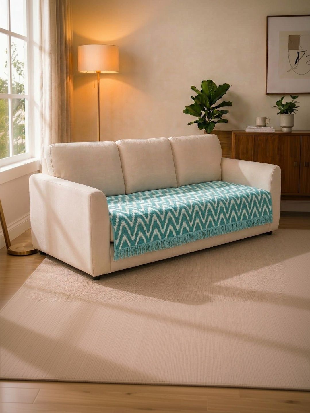 Saral Home Teal Printed Cotton Blend 1 Piece Sofa Cover Without Arms Myntra sale