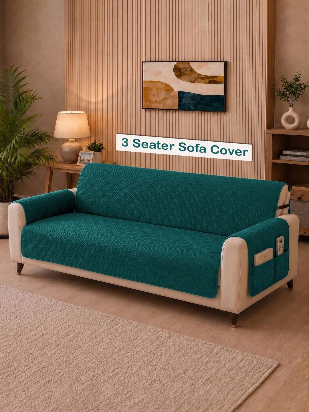 FABINALIV Green Microfibre Blend 1 Piece Sofa Cover With Arms Myntra sale