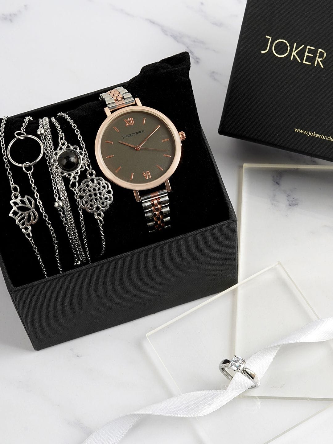 JOKER & WITCH Women Silver-Toned Watch Gift Set JWLT588 Myntra sale