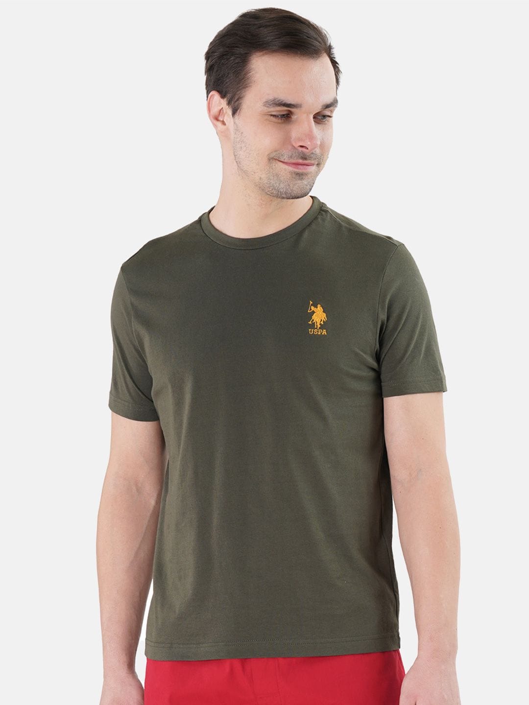 U.S. Polo Assn. U.S. Polo Assn. Olive Green Solid Lounge T-Shirt Myntra sale