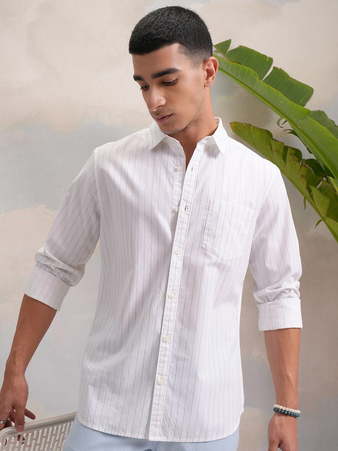 HIGHLANDER HIGHLANDER White Regular Fit Vertical Striped Casual Shirt Myntra sale