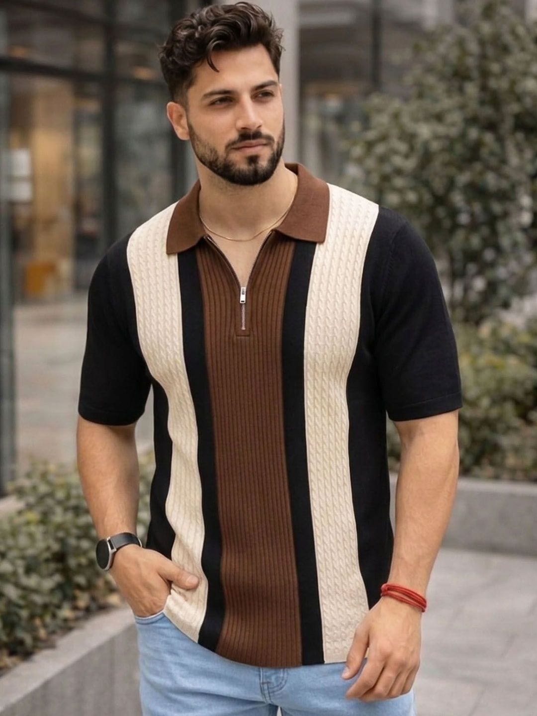 THE BEETEL HOUSE THE BEETEL HOUSE Men Colourblocked Polo Collar T-shirt Myntra sale