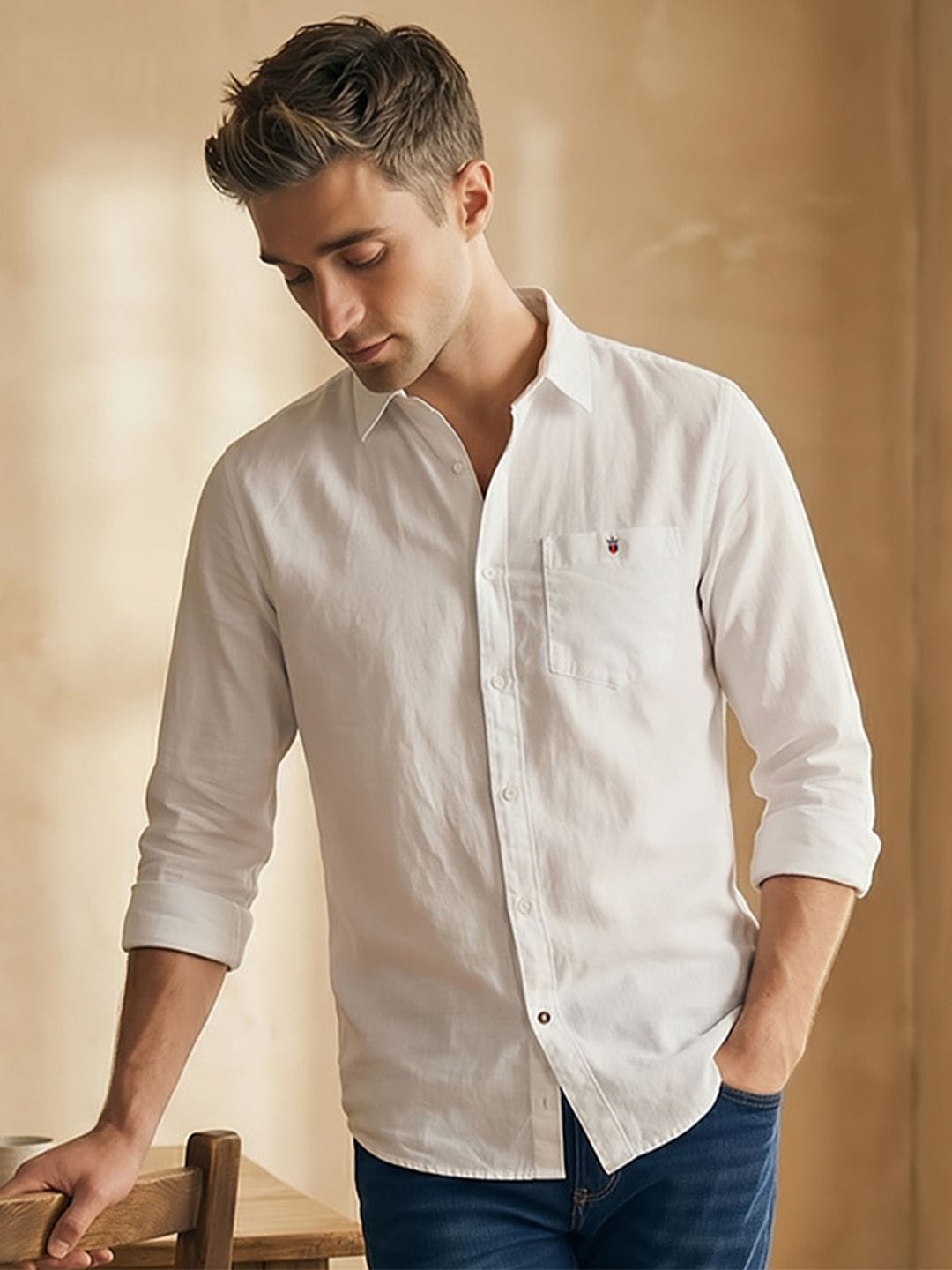 Louis Philippe Jeans Men Slim Fit Over Dyed Soft Handfeel Full Sleeve Casual Shirt Myntra sale