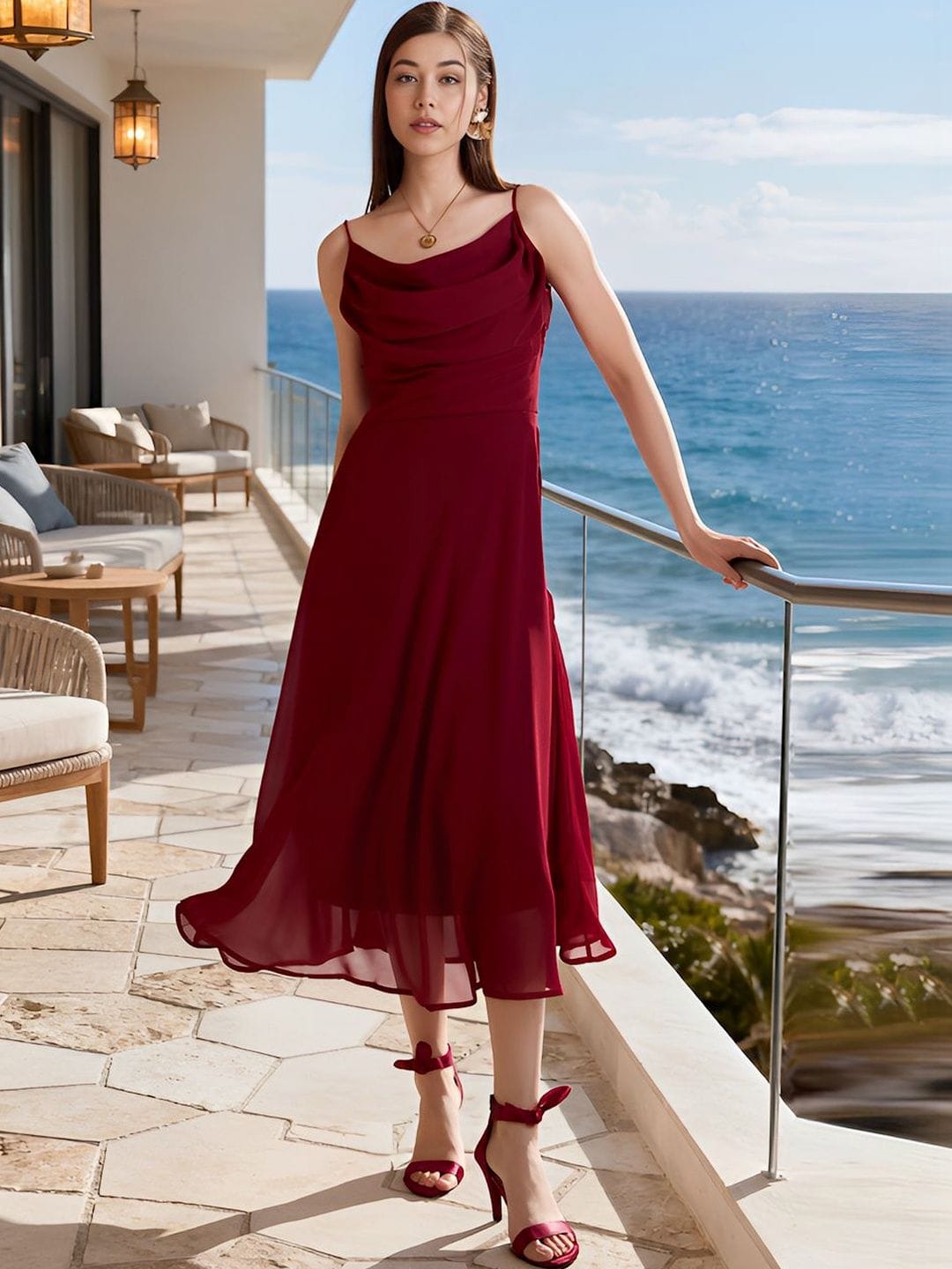 aayu aayu Women Georgette Fit & Flare Midi Dress Myntra sale