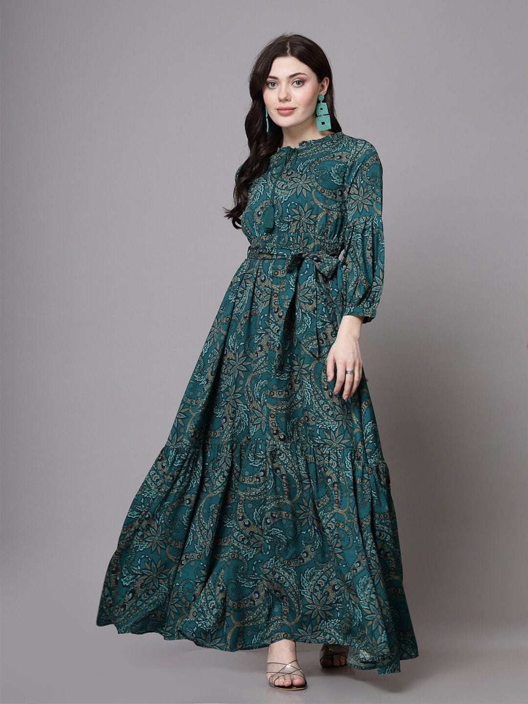 aayu aayu Floral Printed Mandarin Collar Cuffed Sleeves Maxi Dress Myntra sale