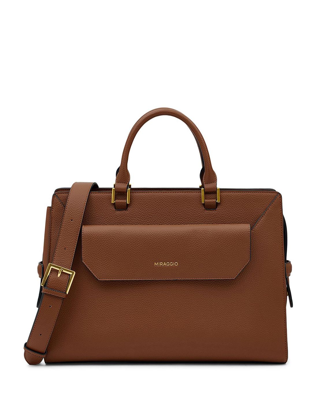 MIRAGGIO Solid Structured 14 Inch Laptop Tote Bag With Adjustable & Detachable Strap Myntra sale