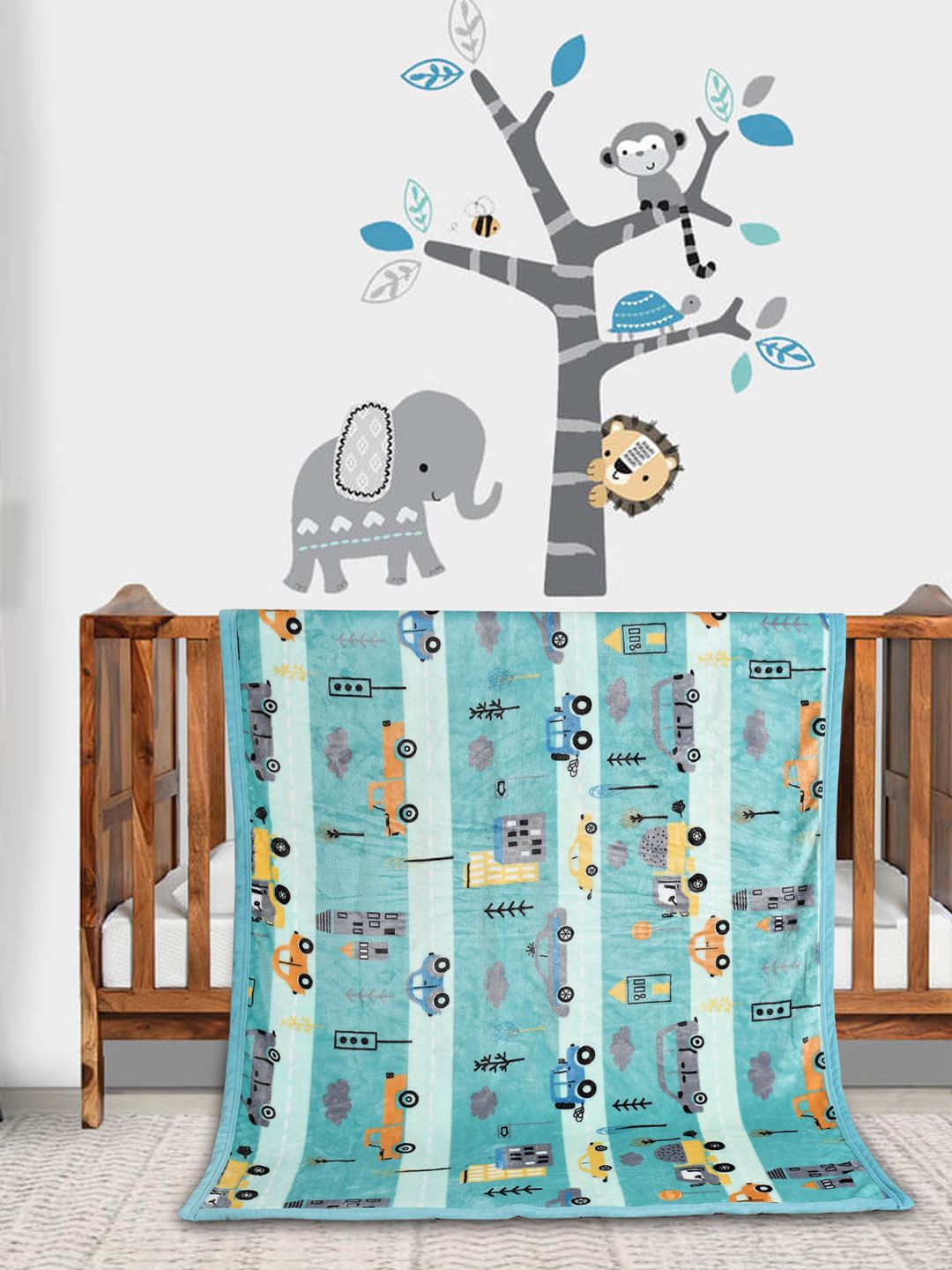 Florida Kids Blue & Yellow Printed Heavy Winter 350 GSM Single Bed Blanket Myntra sale