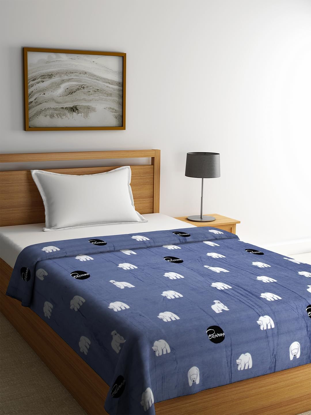 Cortina Grey Ethnic Motifs Printed AC Room 250 GSM Single Bed Blanket Myntra sale