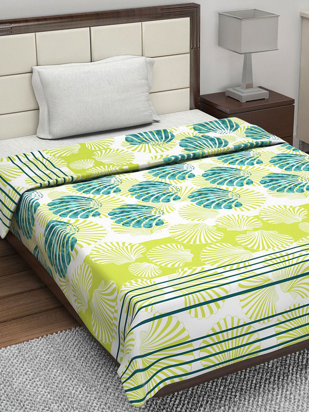 Divine Casa Ocean Green Geometric Cotton AC Room 120 GSM Single Bed Dohar Blanket Myntra sale