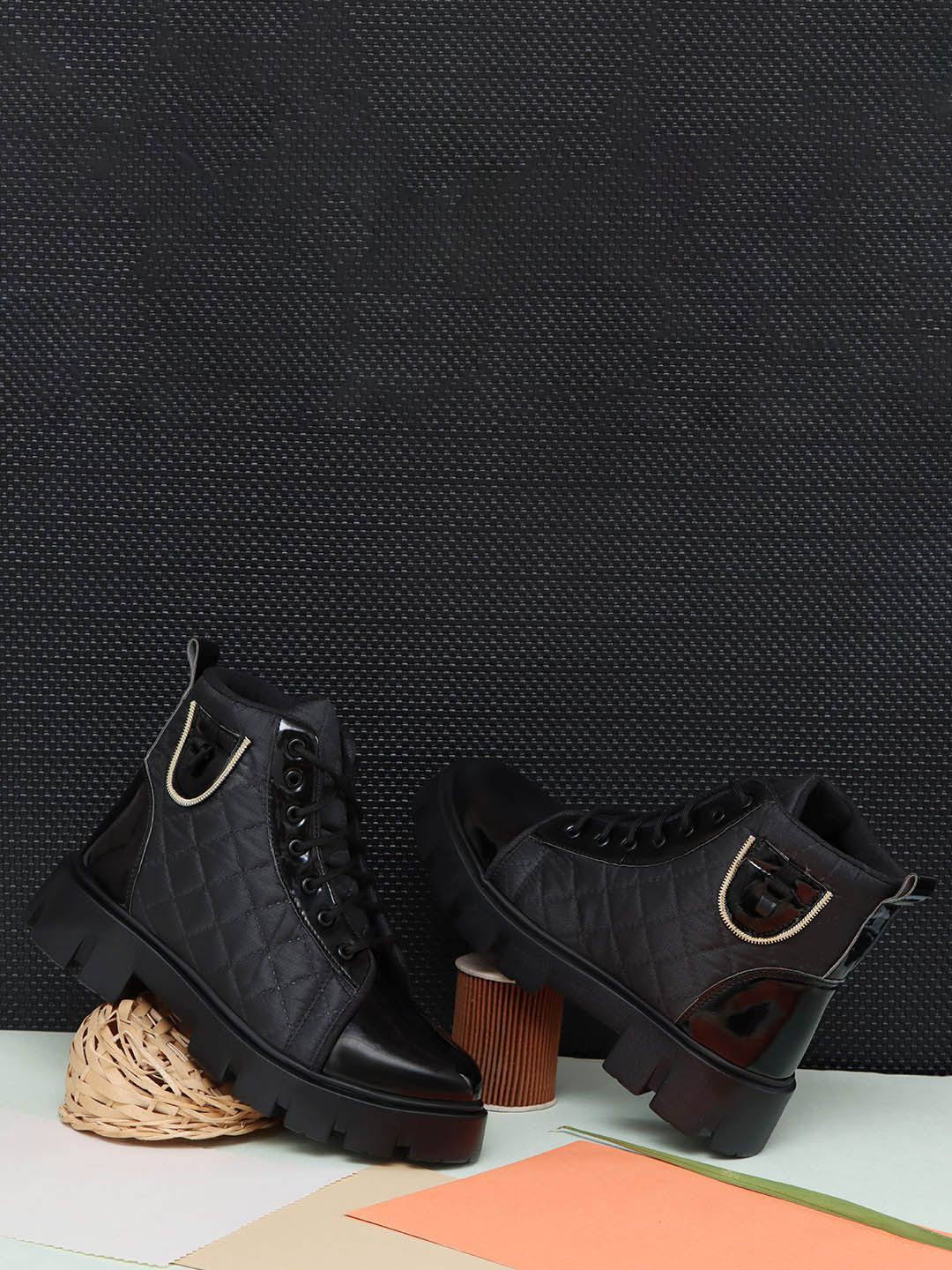 Rising Wolf Men Quilted Mid-Top Chunky Boots Myntra sale